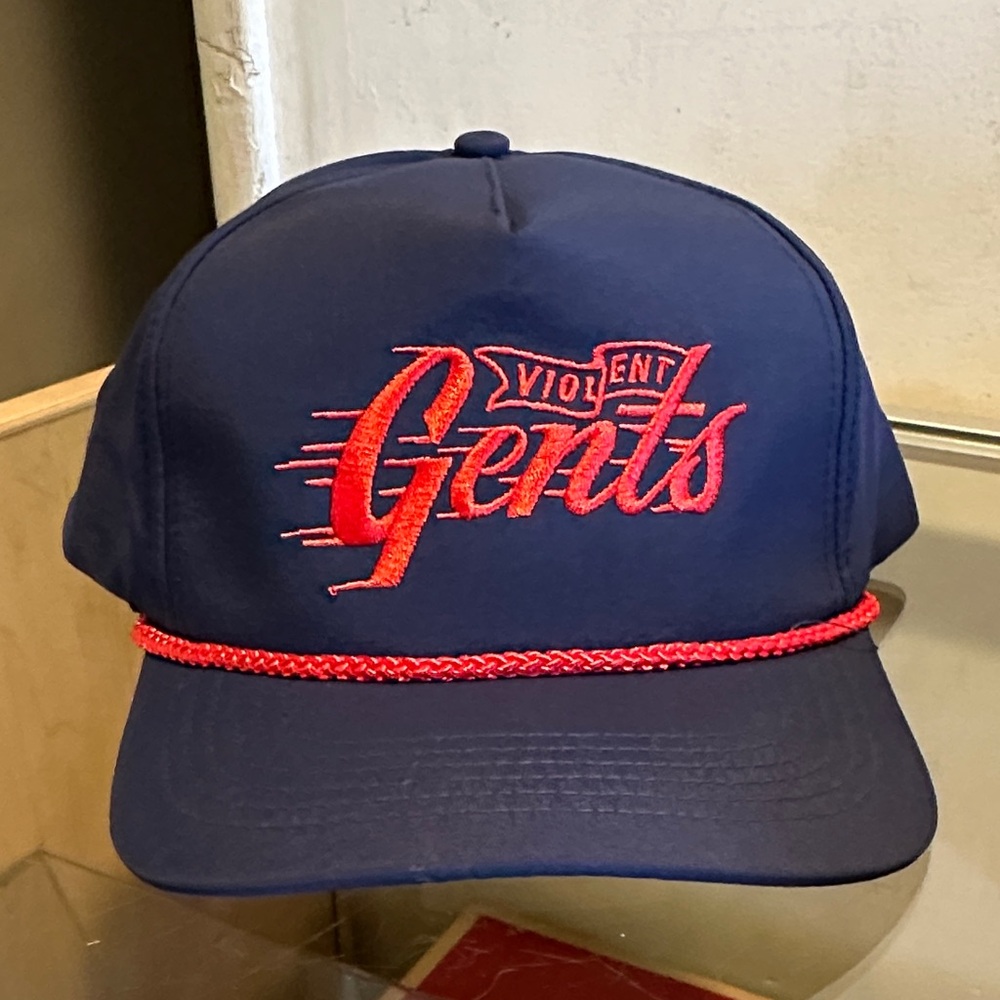 Navy and Red Embroidered Cap